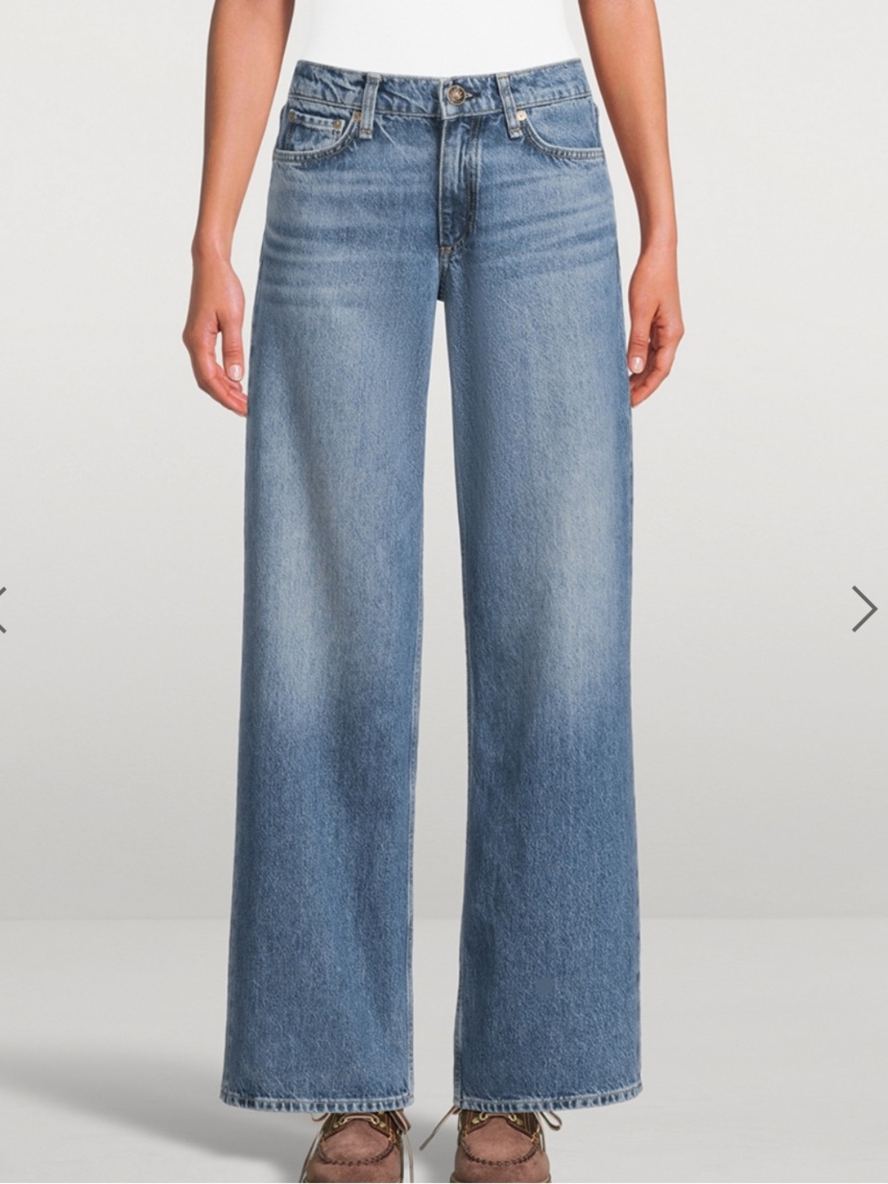 Rag & bone $402 Saige Low-Rise Relaxed Straight Jeans in the Echo wash
